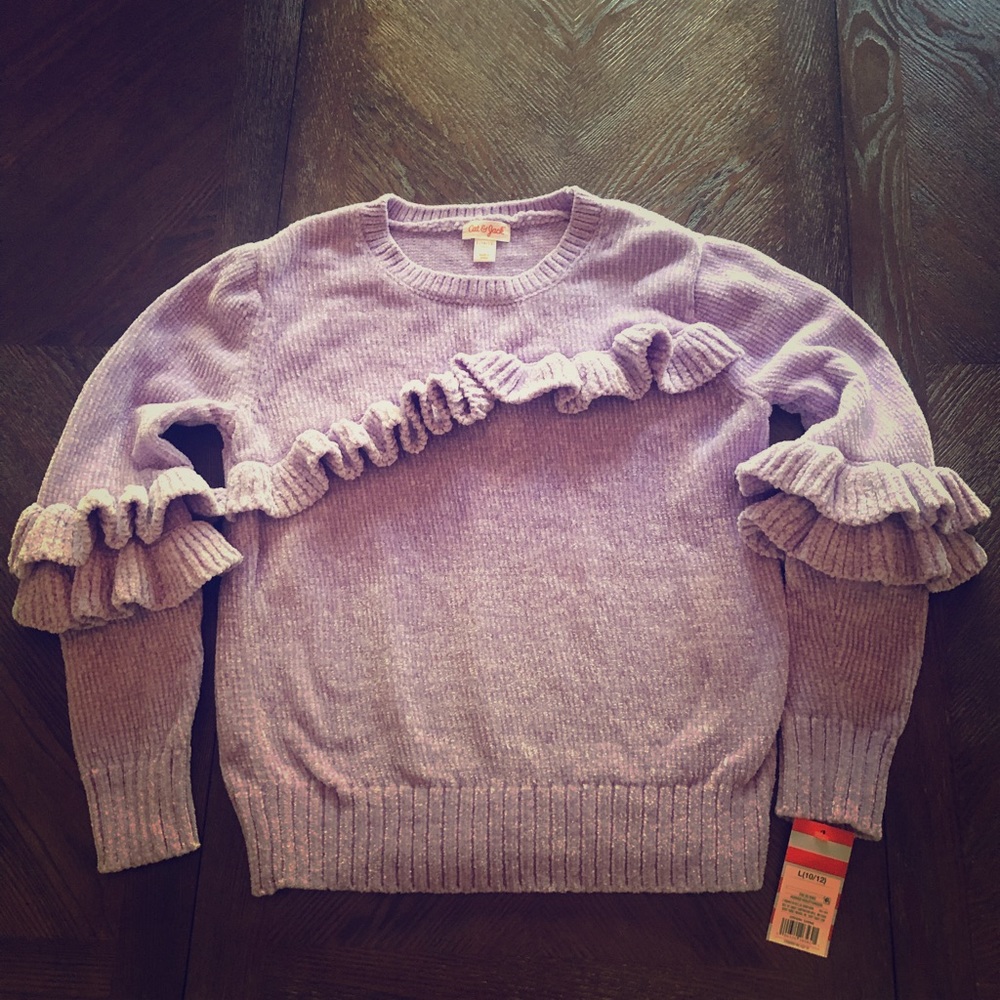 Brand NEW velvety-soft girls sweater Size 10/12, light Lavender color 💜